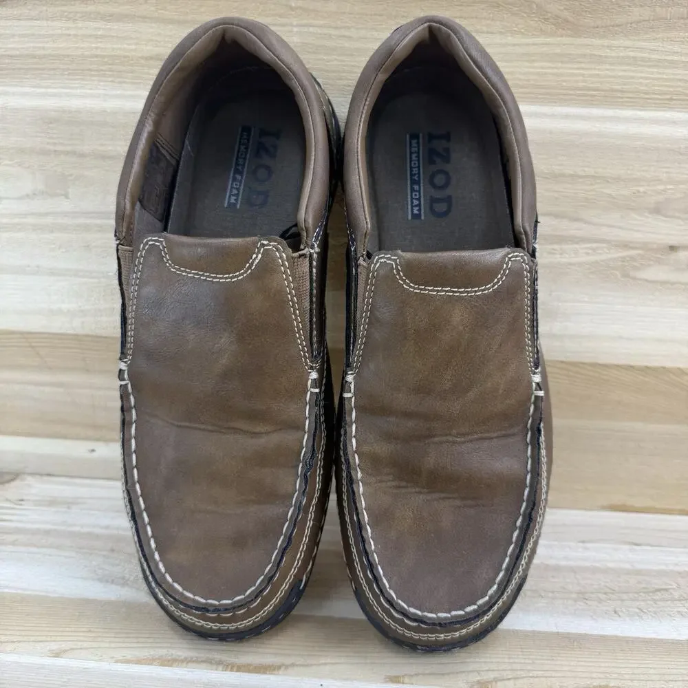 Izod Charlie Dark Tan Brown Slip On Loafer Memory Foam Men’s Size 9M